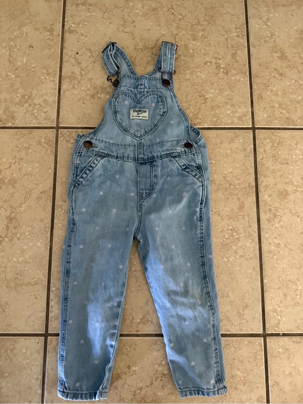 OshKosh B'gosh Light Blue Denim Heart Pocket Overalls